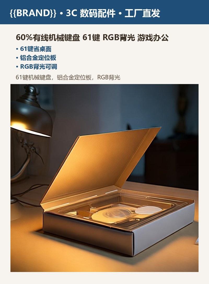 60%有线机械键盘61键RGB背光游戏办公